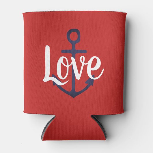 Nautische Nautik, blauer ANCHOR + LIEBE | Dosenkühler (Vorderseite)