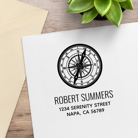 Nautische Navigationskompass-Adresse Gummistempel
