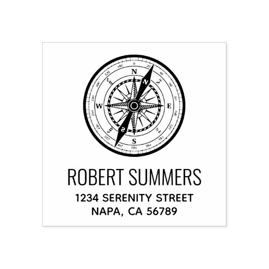 Nautische Navigationskompass-Adresse Gummistempel (Prägung)