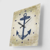 Nautische Navy Anchor erschütterte musikalische No Quadratische Wanduhr (Winkel)