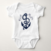 Nautische Navy Anchor Muster Baby Strampler (Vorderseite)