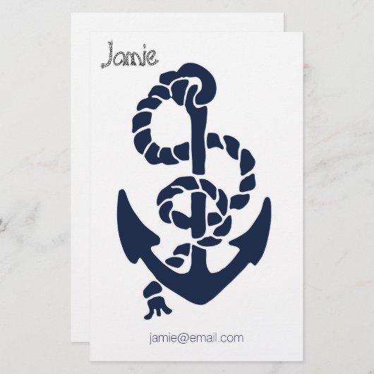 Nautische Navy Anchor Muster Briefpapier (Vorne/Hinten)