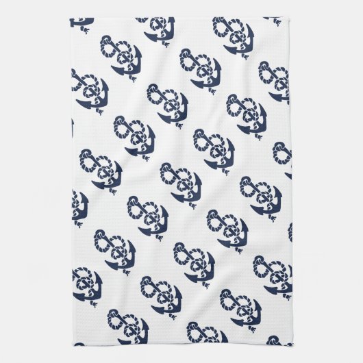Nautische Navy Anchor Muster Handtuch (Vertikal)