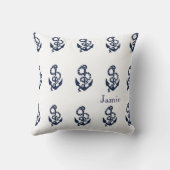 Nautische Navy Anchor Muster Kissen (Rückseite)