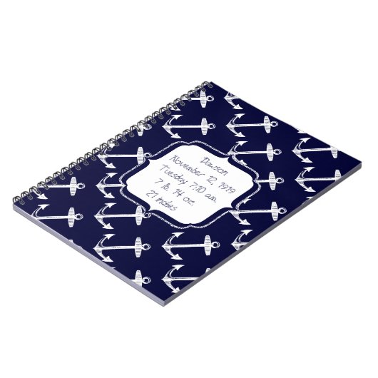 Nautische Navy Anchor Muster Notizblock (Linke Seite)