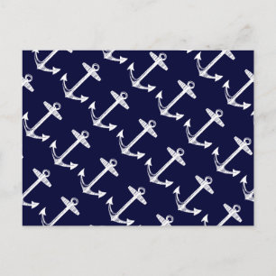 Nautische Navy Anchor Muster Postkarte