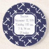 Nautische Navy Anchor Muster Sandstein Untersetzer (Vorne)