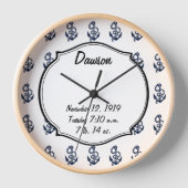 Nautische Navy Anchor Muster Wanduhr (Vorderseite)