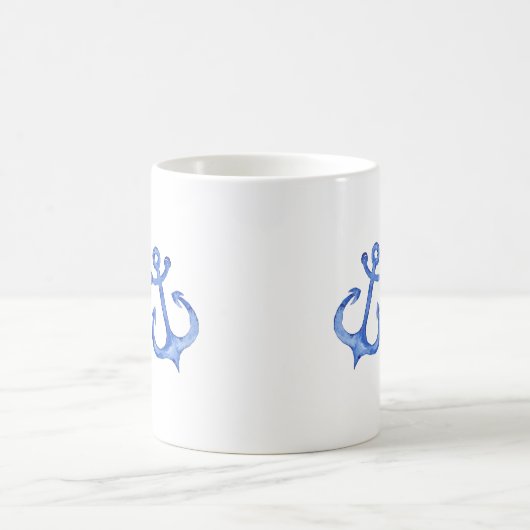 Nautische Navy-Anker & Herz Kaffeetasse (Mittel)