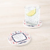 Nautische Navy-Anker, Whale-Octopus-Muster Sandstein Untersetzer (Seite)