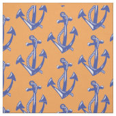 Nautische Navy-Ankermuster mit orangefarbenem Must Stoff (Muster)