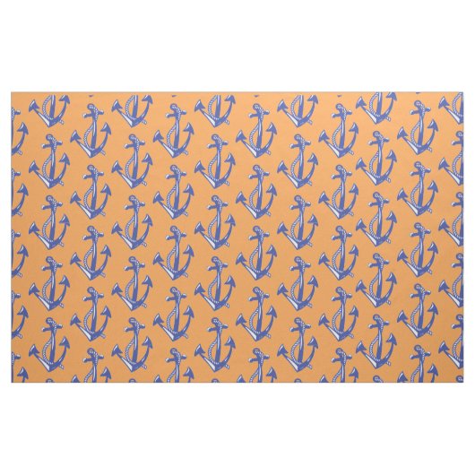 Nautische Navy-Ankermuster mit orangefarbenem Must Stoff (Fat Quarter (45,7 x 55,9 cm))