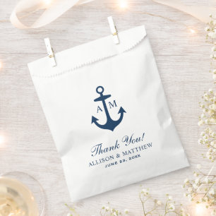 Nautische Navy Blau Anker Monogramm Hochzeit Geschenktütchen
