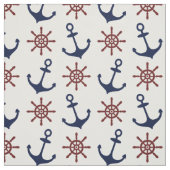 Nautische Navy Blau und rotes Anchor-Rudermuster Stoff (Muster)