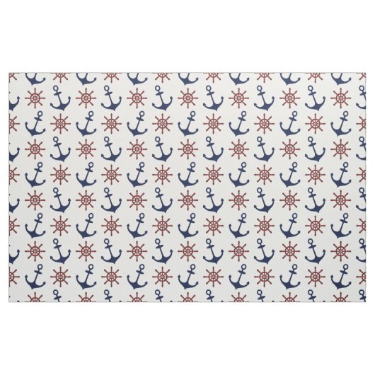 Nautische Navy Blau und rotes Anchor-Rudermuster Stoff (Fat Quarter (45,7 x 55,9 cm))