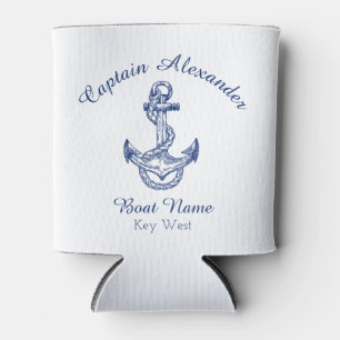 Nautische Navy Blue Anchor Coastal Mit Monogramm Dosenkühler