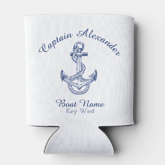Nautische Navy Blue Anchor Coastal Mit Monogramm Dosenkühler (Rückseite)