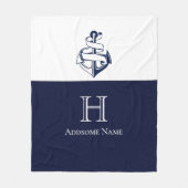 Nautische Navy Blue Anchor Coastal Mit Monogramm Fleecedecke (Vorderseite)