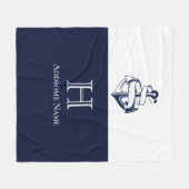 Nautische Navy Blue Anchor Coastal Mit Monogramm Fleecedecke (Vorderseite (Horizontal))
