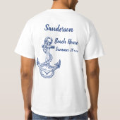 Nautische Navy Blue Anchor Coastal Mit Monogramm T-Shirt (Rückseite)