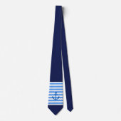 Nautische Navy Blue & White Strip Ankermuster Krawatte (Vorderseite)