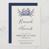 Nautische Navy-Crab-Save the Date-Karte Save The Date (Vorne/Hinten)