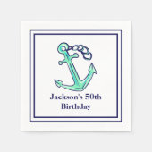 Nautische Navy-Green-Anchor-Nautic-Party Serviette (Vorderseite)