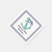 Nautische Navy-Green-Anchor-Nautic-Party Serviette (Ecke)