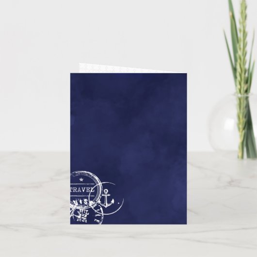 Nautische Navy-Pass-Hochzeit in Urlaubsort Einladung (Rückseite)