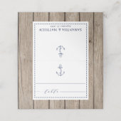 Nautische Navy Rustic Wood Anchor Hochzeit Platzkarte (Außenseite Aufgefaltet)