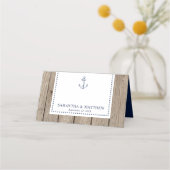 Nautische Navy Rustic Wood Anchor Hochzeit Platzkarte (Rückseite)