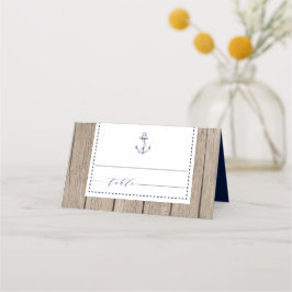 Nautische Navy Rustic Wood Anchor Hochzeit Platzkarte