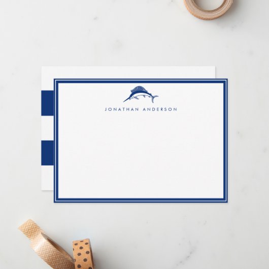Nautische Navy-Schwertfisch-Custom-Note-Karte Mitteilungskarte (Vorderseite/Rückseite Beispiel)