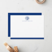Nautische Navy Seashell Note Card Mitteilungskarte (Vorderseite/Rückseite Beispiel)