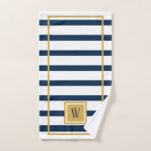 Nautische Navy Streifen Custom Monogram Badhandtuch Set (Handtuch)