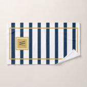 Nautische Navy Streifen Custom Monogram Badhandtuch Set (Handtuch)
