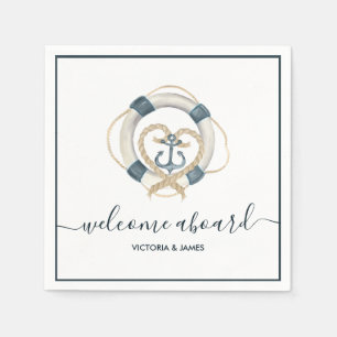 Nautische Navy und Personalisiertes Hochzeitspapie Serviette