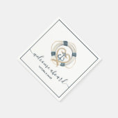 Nautische Navy und Personalisiertes Hochzeitspapie Serviette (Ecke)