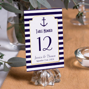 Nautische Navy- und weiße Streifen-Anker-Hochzeit Folieneinladung