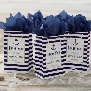 Nautische Navy- und weiße Streifen-Anker-Hochzeit Kleine Geschenktüte