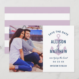 Nautische Navy Violet Lila Anchor Hochzeitsstift F Save The Date