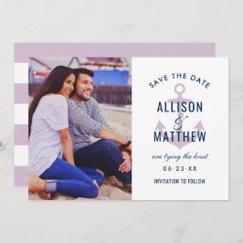 Nautische Navy Violet Lila Anchor Hochzeitsstift F Save The Date