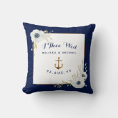 Nautische Navy & White Anemones Ring Bearer Kissen (Vorderseite)