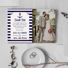 Nautische Navy & White Stripe Anchor Hochzeitsstif Folieneinladung