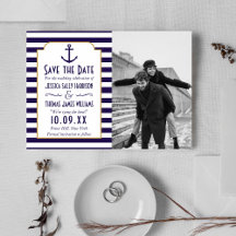 Nautische Navy & White Stripe Anchor Hochzeitsstif