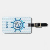 Nautische Niedliche Delphin & Anker im Schiffrad Gepäckanhänger (Vorderseite horizontal)