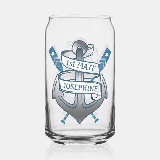 Nautische Oars 1. Mate Personalisierter Name Dosenglas (Vorderseite)