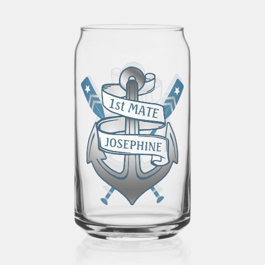 Nautische Oars 1. Mate Personalisierter Name Dosenglas (Rückseite)