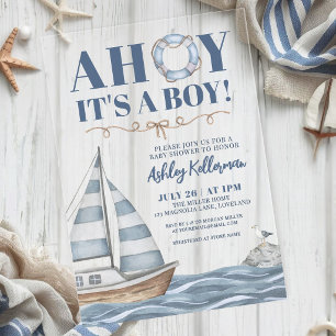 Nautische Ocean Boy Baby-Party Acryleinladungen