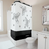 Nautische Oktopus Bad Schwarz-weiß Duschvorhang (Beispiel)
